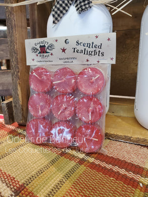 Chandelles Sac de 9 tea lights à la framboise vanille (raspberry vanilla)