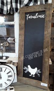 Tableau craie peint par Julie - Poule blanche 