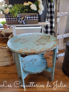 Meuble - Petite table turquoise antique