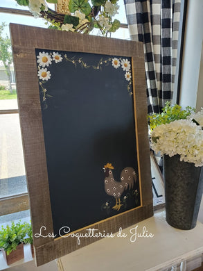 Tableau craie peint par Julie - Coq gris