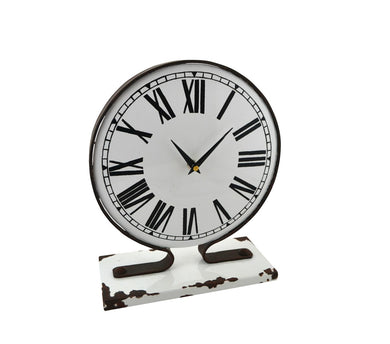 Horloge de table de métal blanche