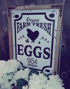 Affiche de bois bois et métal - Eggs