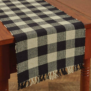 Chemin de table carreauté Wicklow noir et beige
