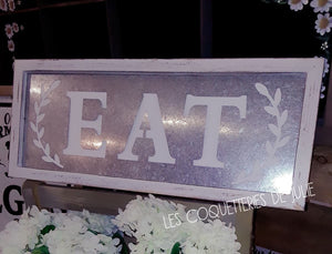 Plaque en bois et métal - Eat