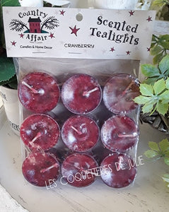 Chandelles Sac de 9 tea lights aux canneberges (cranberry)